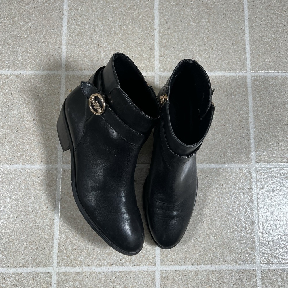 Coach FG4188 Womens 5 Debi Leather Ankle Bootie Black Gold Carriage Boho